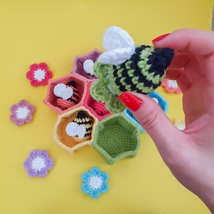 Crochet Beehive Sorting Toy Pattern: Rainbow Bee Set (PDF Pattern)