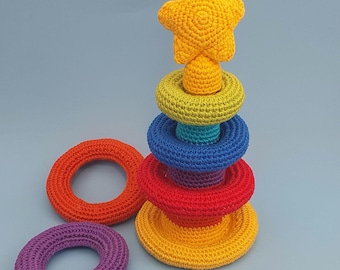 Stacking toy Crochet Pattern Crochet rainbow stacking toy pattern Crochet Toy Pattern with star Easter Montessori Gift 2026