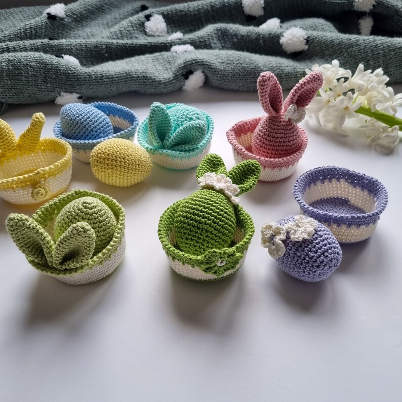 Crochet Easter Sorting Set PDF Pattern: Eggs and Bowls Egg With Bunny ...