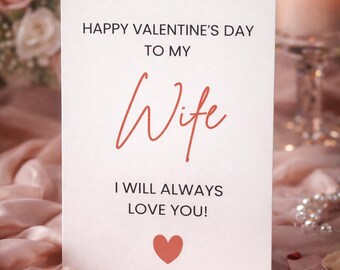 Valentine’s Day Card for Wife | Minimalist Printable A4/  A5 | Instant Download | Romantic Love Card | Editable in Canva | Modern Typography