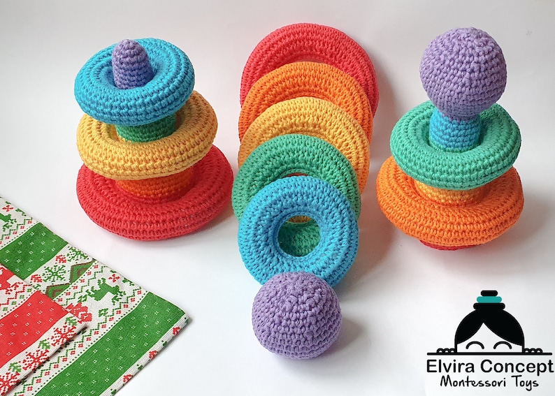 Crochet rainbow stacking toy Pattern Sorting toy pattern image 1