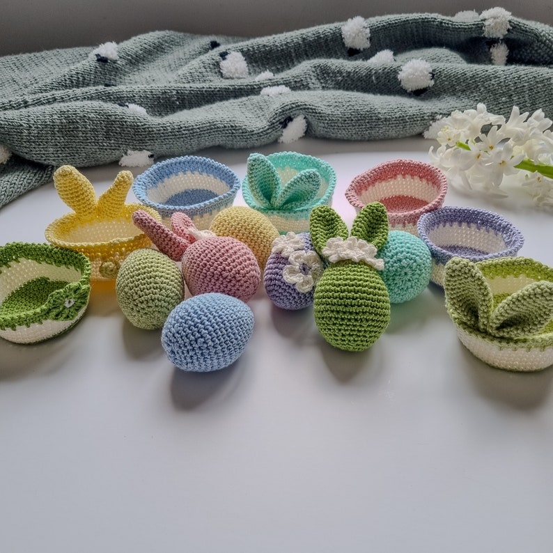 Crochet Easter Sorting Set PDF Pattern: Eggs and Bowls Egg With Bunny ...