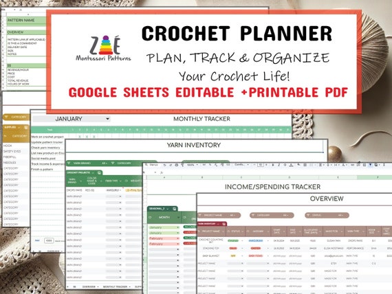 Crochet Planner 2026: Google Sheets Digital Organizer (PRINTABLE pdf planner)