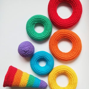 Crochet baby toys Montessori rainbow stacking rings pattern Crochet Stacking Educational baby toy pattern image 4