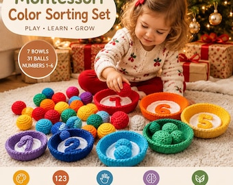 Crochet Counting Game Pattern, Color Sorting Toy, Montessori Educational PDF