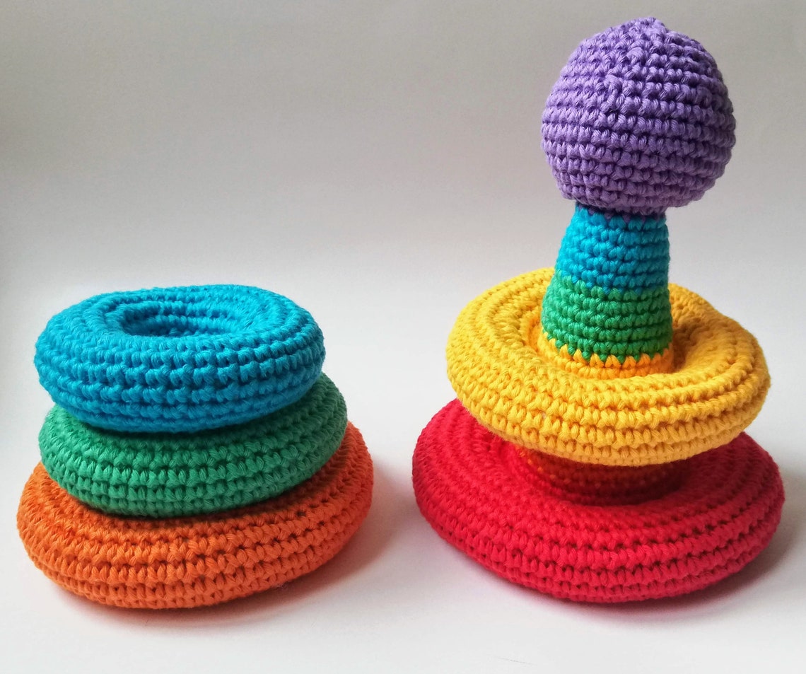 Crochet Montessori baby toy rainbow stacking rings pattern Etsy