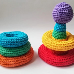 Crochet baby toys Montessori rainbow stacking rings pattern Crochet Stacking Educational baby toy pattern image 5