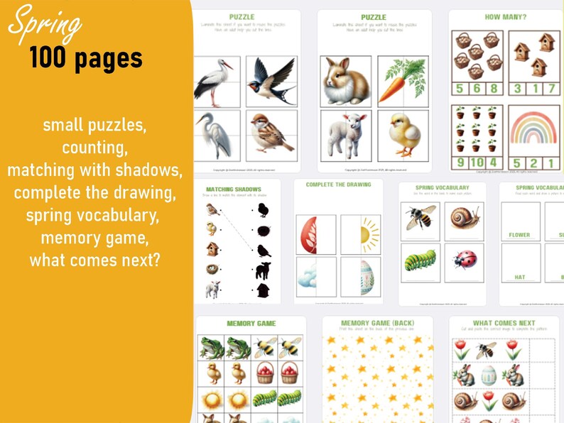 100 printable activity pages for preschoolers! Perfect for Easter & spring. Includes alphabet tracing, matching, counting, mazes, flashcards & more!