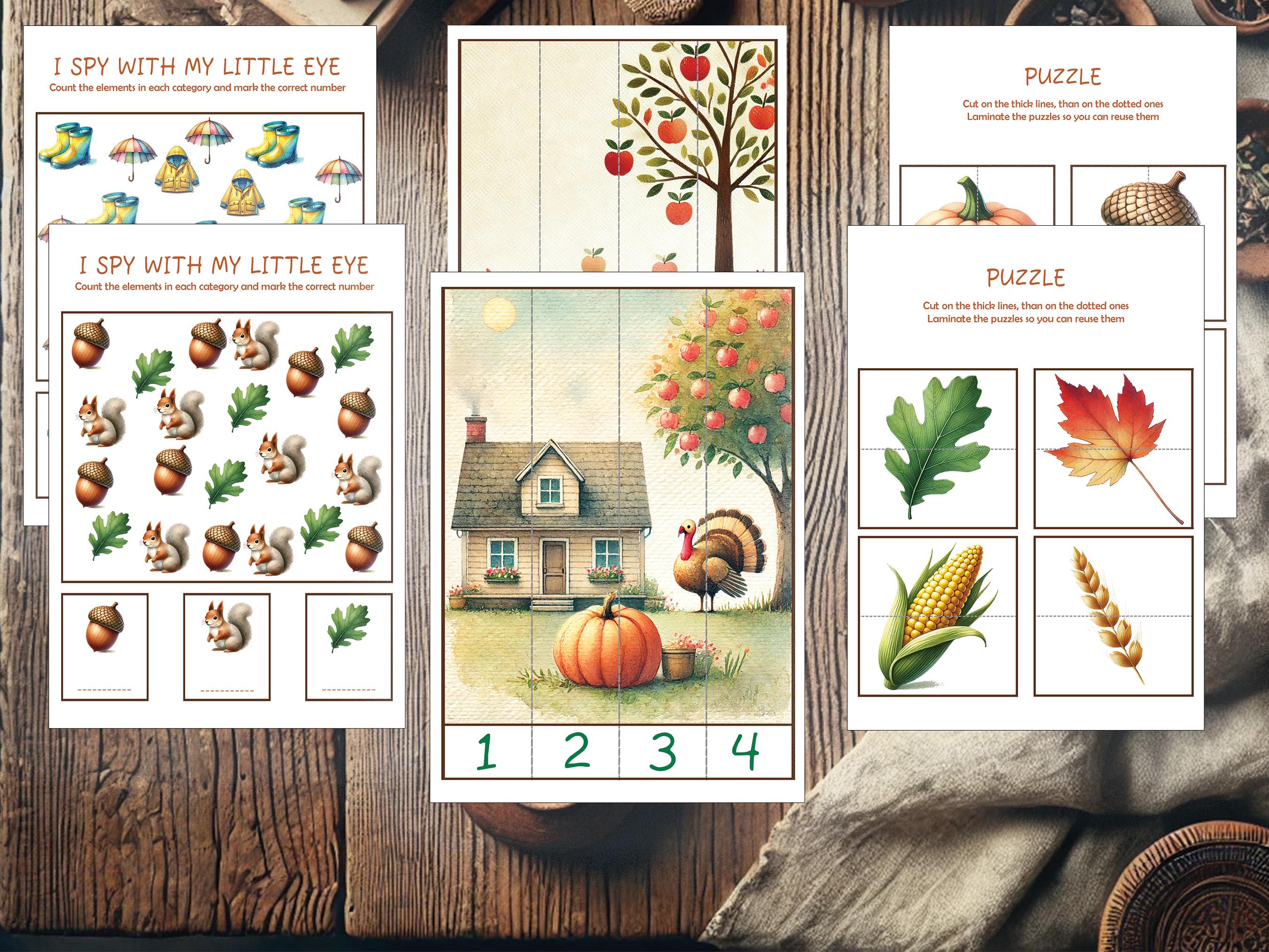 Fall Preschool Kindergarten Activity Packet, Fall Kid Activity ...