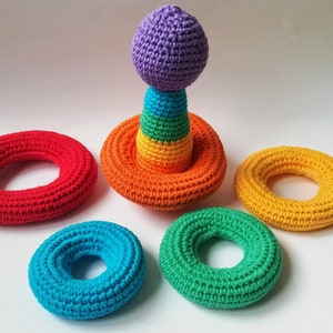 Crochet baby toys Montessori rainbow stacking rings pattern Crochet Stacking Educational baby toy pattern image 7