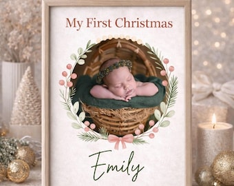 My First Christmas Printable | Baby First Christmas Template | Editable Canva Baby Keepsake | Christmas Baby Print | Digital Download