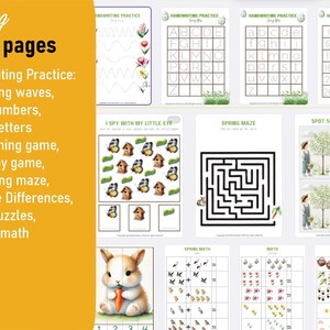100 printable activity pages for preschoolers! Perfect for Easter & spring. Includes alphabet tracing, matching, counting, mazes, flashcards & more!