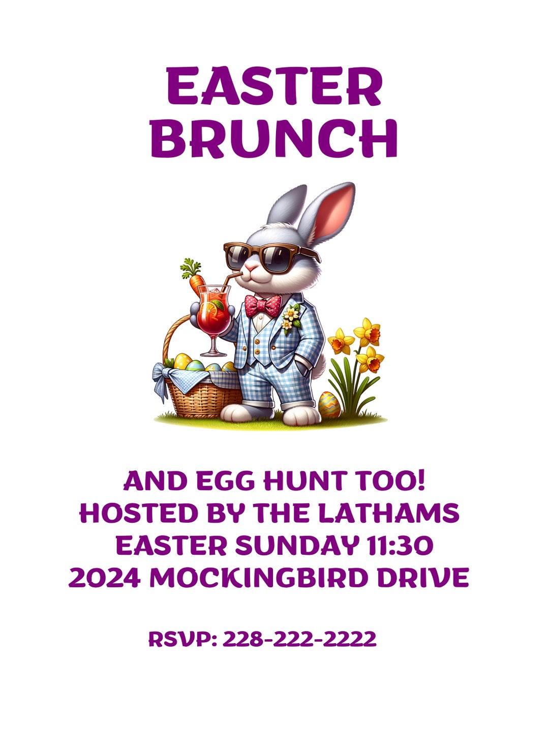 Easter Brunch & Egg Hunt Invitation: Editable Template (5x7) - Etsy