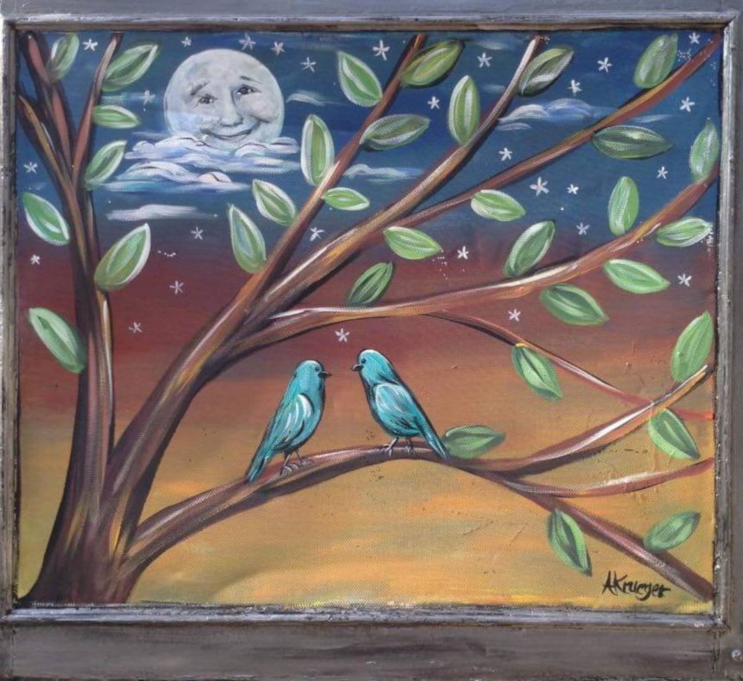 Painted Window Screen, Upcycled Window Screen, Vintage Window Screen ...