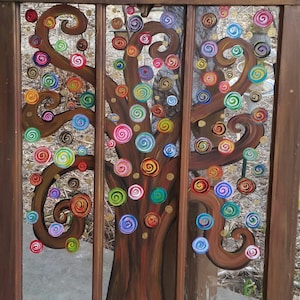 Painted window art, Colorful Circle Tree