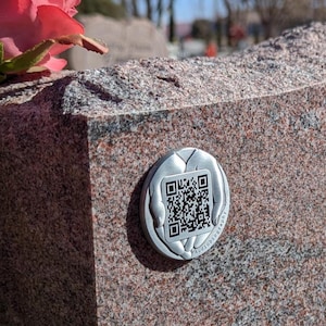 Lifetime QR Code Memorial Plaque for Headstone, Digital Photo & Video Legacy, No Fees