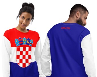 Sweat-shirt drapeau de la Croatie / Style de vêtement croate unisexe / Imprimé blason