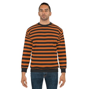 Black And Orange Striped Sweater For Men And Women