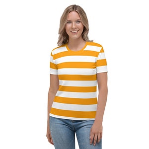Orange and white striped shirt for women