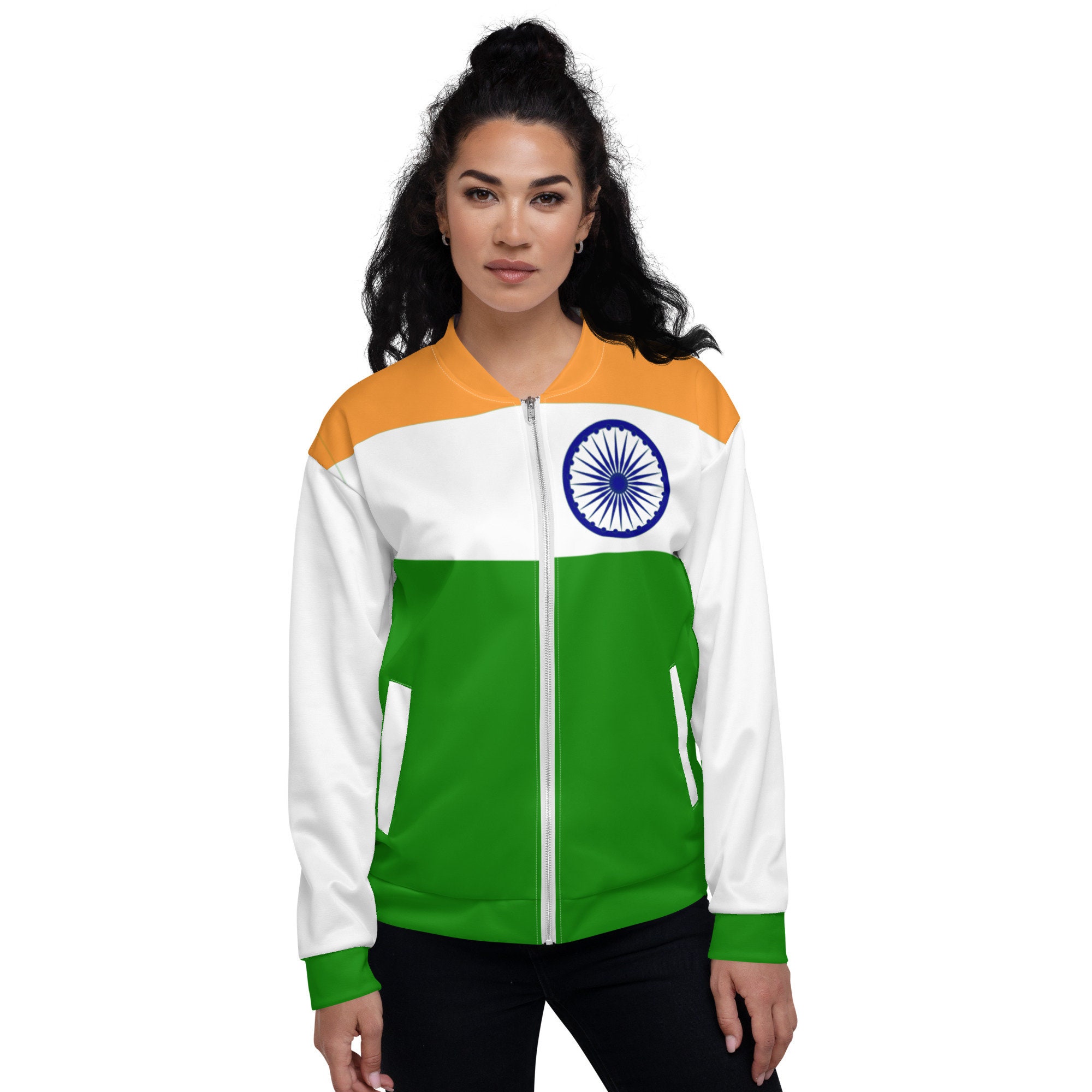 India Jacket With India Flag Colors / Uniseks Bomberjack