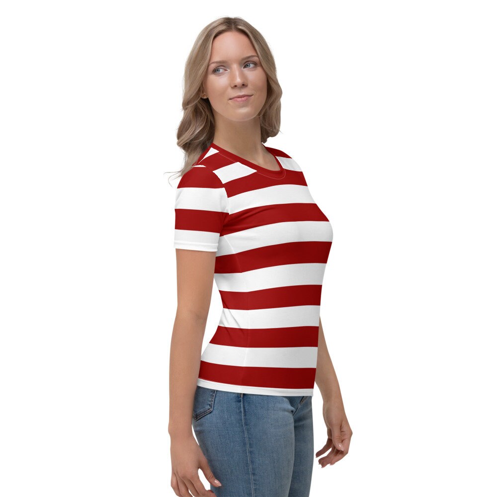 Red and White Striped Shirt for Women - Etsy