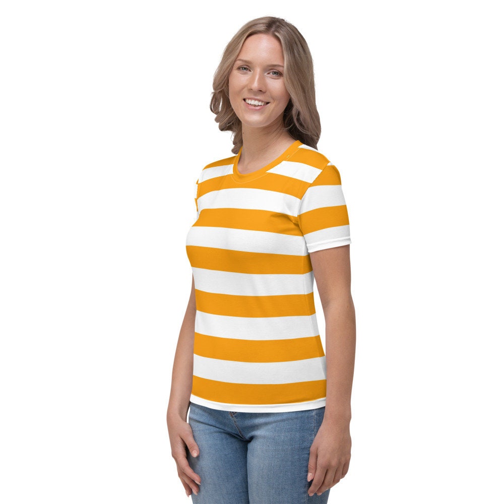 Orange and White Striped Shirt for Women - Etsy