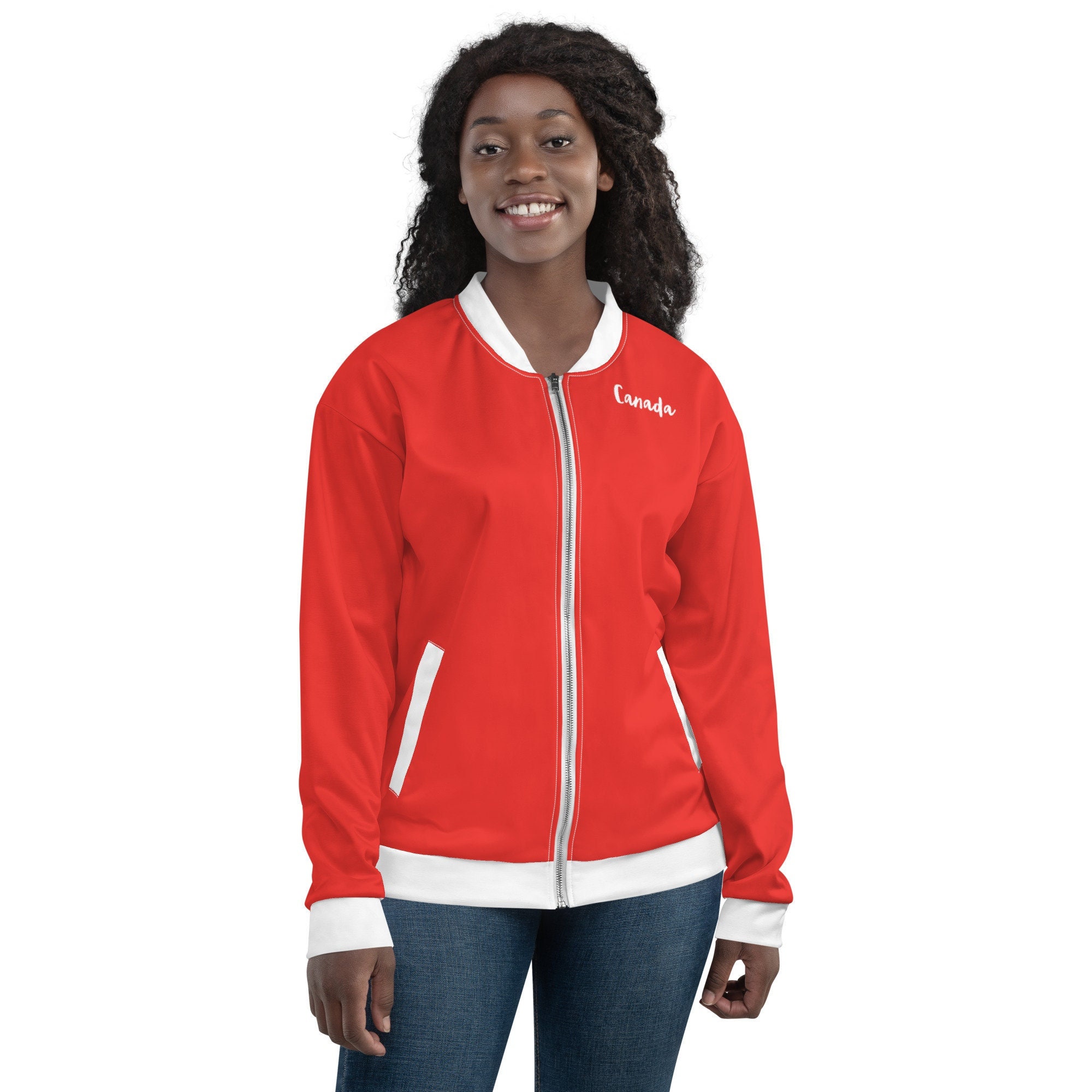 Canada Jacket Unisex Bomber Jacket Canada Flag Print Etsy Australia