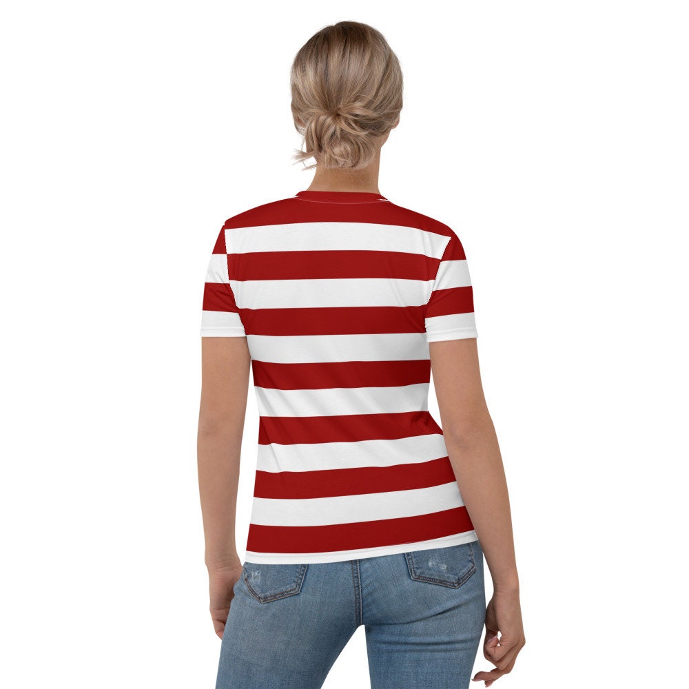red white striped t shirt ladies