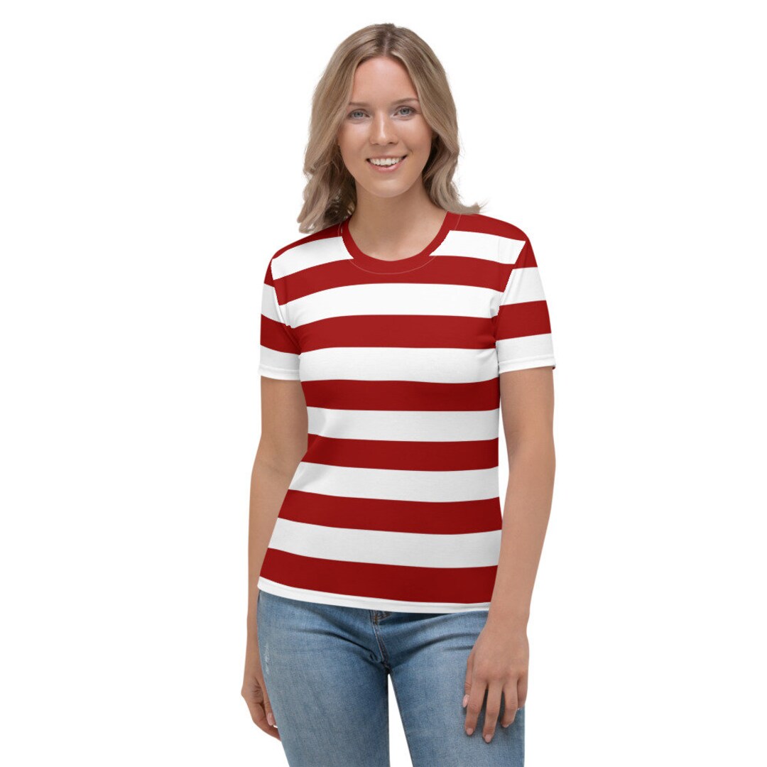 Red and White Striped Shirt for Women - Etsy