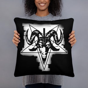 Gothic Home Decor Baphomet Pillow / Pentacle Pillow / Ankh Pillow / Gothic Pillow