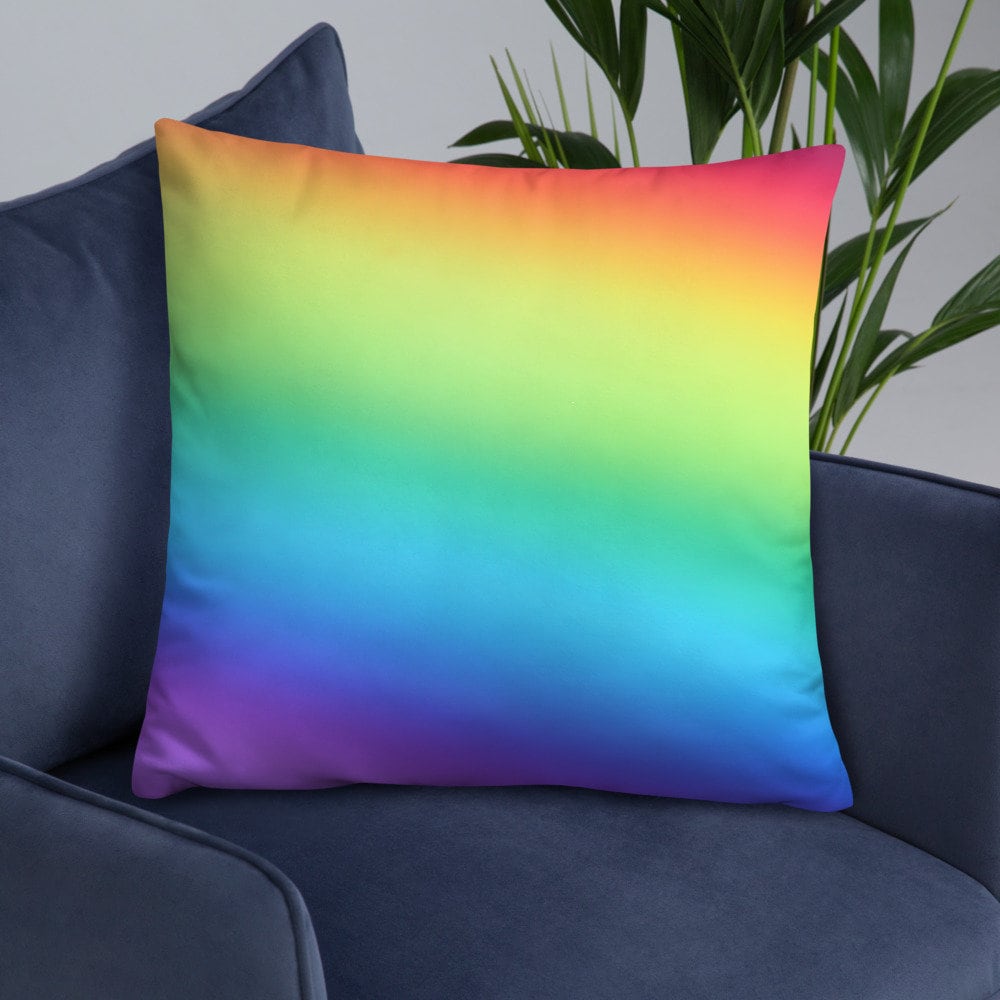 Rainbow throw pillow decorative cushion with rainbow colors Etsy