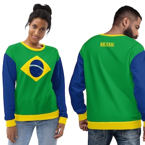 Brazil Sweatshirt / Brazil Clothes Style / Brazilian Flag Color / World Cup Clothing / Brazil Flag Colors / Soccer Fan / Football Lover