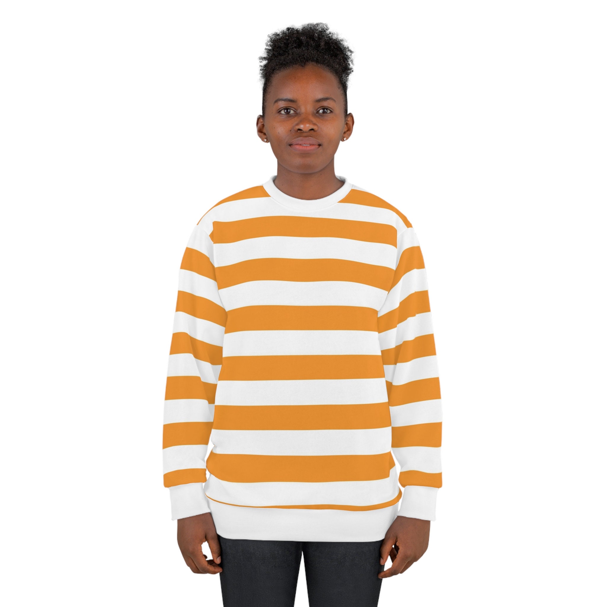 White And Orange Striped Sweater