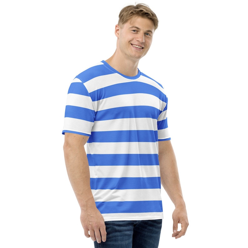 Blue and White Striped Shirt for Men - Etsy