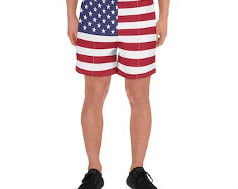 Shorts Deportivos Para Hombre / Estampado Bandera Americana