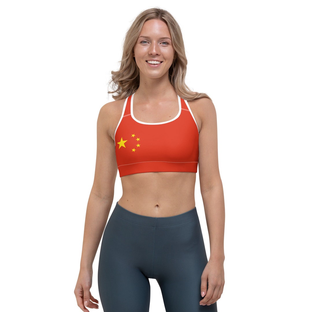 Brassière de sport chinoise imprimée aux couleurs du drapeau - Main Image