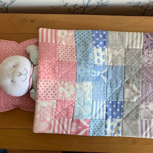 Handmade Dolls Crib Quilt: Cotton Bedding Set with Pillow