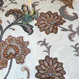 Mantel impermeable con flores, mantel marrón, mantel impermeable, camino de mesa impermeable, camino de mesa de cocina