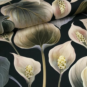 Flowers on black tablecloth, waterproof tablecloth, black flowers table top cover, big flower tablecloth, black floral placemats