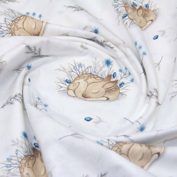 Deer fabric, flower fabric, home fabric, bedding fabric, newborn fabric, fabric for boys, fabric for girls