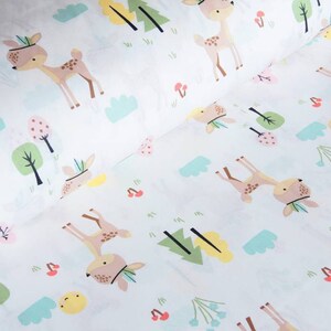Fabric with deer, bed linen fabric, fabric for children, bedding fabric, home fabric, fabric with nature, kids fabric
