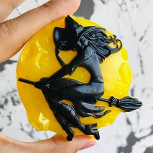 Jabón grande de bruja de Halloween en la luna, regalos de fiesta de Halloween, regalo de bruja para fiesta de Halloween, jabón de bruja para regalos de fiesta, jabón de bruja para regalos de invitados
