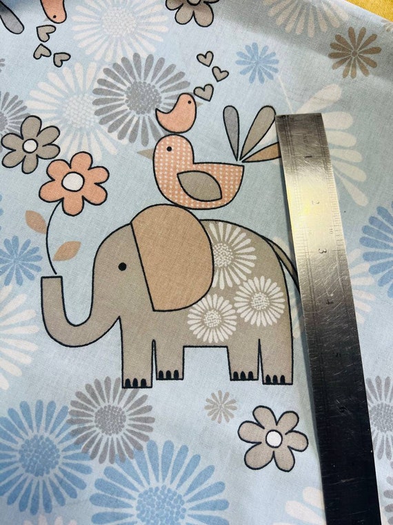 Stoff mit Elefanten, Stoff blau, Stoff für Zuhause, Stoff mit