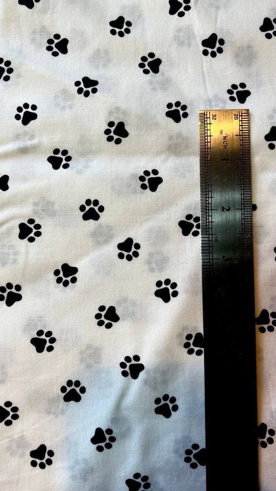 Pfoten Stoff, schwarzer Pfotenstoff Bettwäschestoff, Kinderstoff