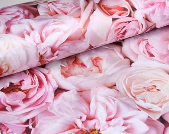 Peony pink satin, flowers satin fabric, fabric for home, satin fabric for bedding, satin fabric for women, sateen yard