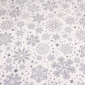 Snowflakes silver waterproof tablecloth, Christmas snowflakes tablecloth, Christmas grey napkins runner, Christmas table kitchen decorations