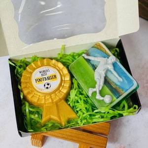 World&#39;s best footballer gift set, football gift soap set, footballer souvenir soap, soccer soap gift, award soccer player gift set