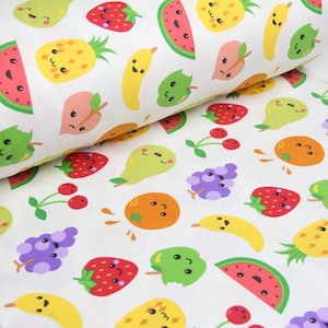 Flannel with fruits, flannel fruit fabric, colorful flannel, funny fruit fabric, fabric for children, bedding fabric