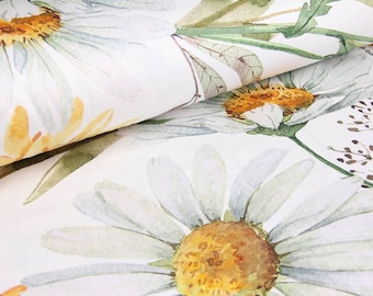 big daisies satin, flowers satin fabric, fabric for home, satin fabric for bedding, satin fabric for women, sateen yard