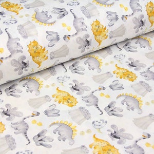 Fabric with dino, fabric abrosaurus, fabric tyrannosaurus, fabric for children, fabric for home, tablecloth for boys